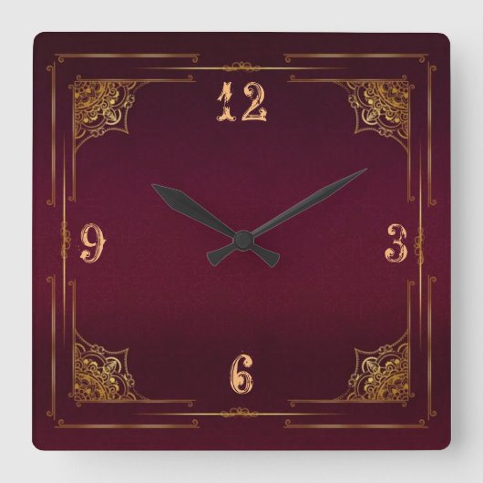 Mooie Rode Vintage Vierkante Klok (Voorkant)