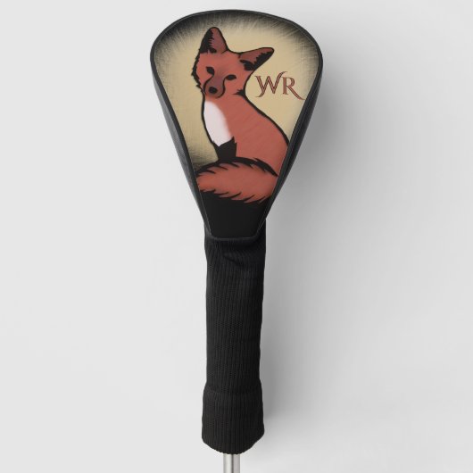 Mooie rode vos monogram golfheadcover (Voorkant)