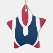 Mooie rode, witte, blauwe textuur kleur Abstract Keramisch Ornament (Links)