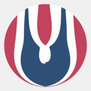 Mooie rode, witte, blauwe textuur kleur Abstract Ronde Sticker