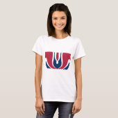 Mooie rode, witte, blauwe textuur kleur Abstract T-shirt (Voorkant volledig)