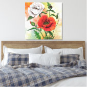 Mooie rode witte bloem canvas print papavers (Insitu (Slaapkamer))