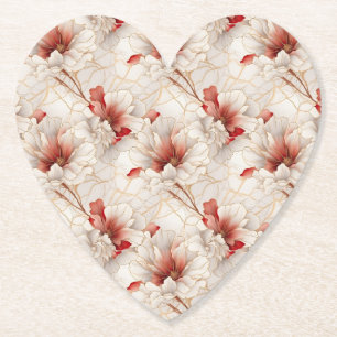 Mooie rode witte bloemen kartonnen onderzetters