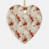 Mooie rode witte bloemen keramisch ornament (Rechts)