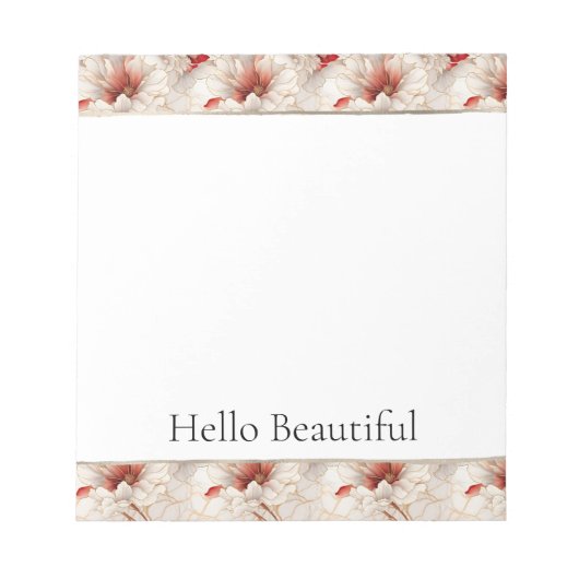 Mooie rode witte bloemen notitieblok (Voorkant)