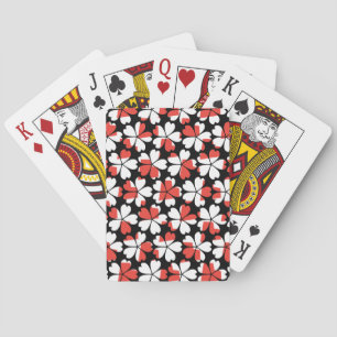 Mooie rode witte bloemen patronen pokerkaarten
