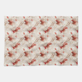 Mooie rode witte bloemen theedoek (Horizontaal)