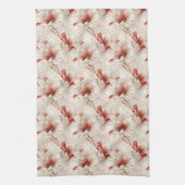 Mooie rode witte bloemen theedoek (Verticaal)