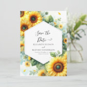 Mooie Romance Zonnebloem bruiloft Save The Date (Staand voorkant)