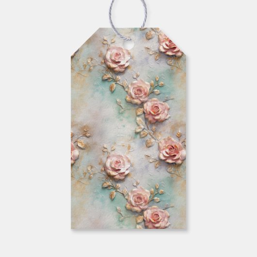 Mooie Romantische Blush Roze Romantische Rozen Cadeaulabel (Achterkant)