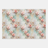 Mooie Romantische Blush Roze Romantische Rozen Inpakpapier Vel (Voorkant)