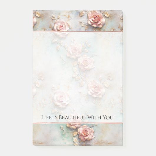 Mooie Romantische Blush Roze Romantische Rozen Post-it® Notes (Voorkant)