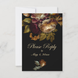 Mooie Romantische Donkere Wereld Floral RSVP Kaartje