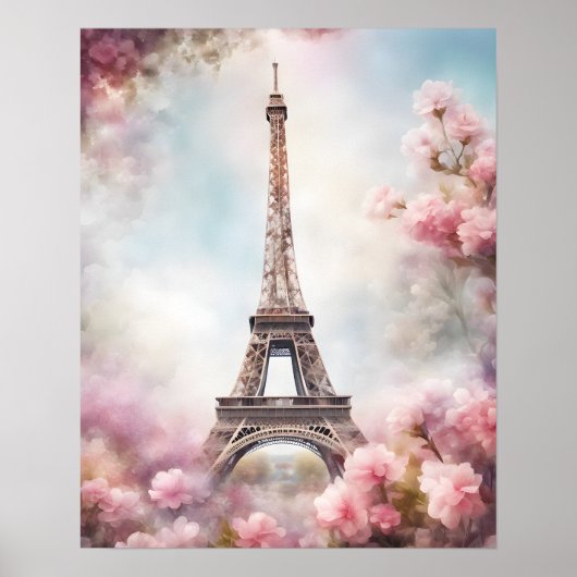 Mooie romantische Eiffeltoren Parijs Poster (Voorkant)