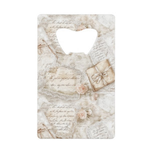 Mooie Romantische Liebesbrieven Blush Rozen Kredietkaart Flessenopener