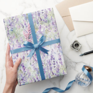 Mooie Romantische Paarse Bloemen Bruidsfeest Cadeaupapier