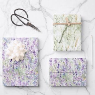 Mooie Romantische Paarse Bloemen Bruidsmeisjesfees Inpakpapier Vel