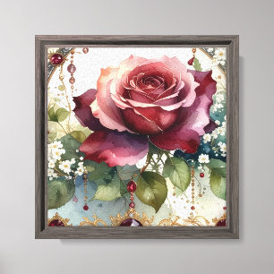 Mooie Romantische Rode Roos Kunst Canvas Afdruk