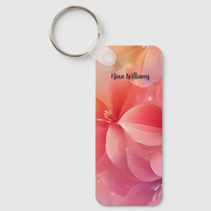 Mooie romantische roze bloem sleutelhanger
