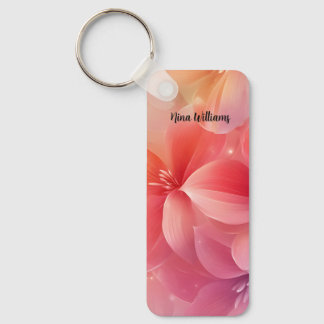 Mooie romantische roze bloem sleutelhanger