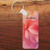 Mooie romantische roze bloem sleutelhanger (Voorkant)