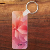 Mooie romantische roze bloem sleutelhanger (Achterkant)