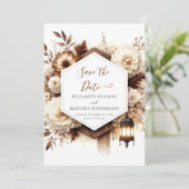 Mooie romantische rustieke bruiloft save the date (Staand voorkant)