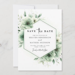 Mooie romantische typografie Sage Green Wedding Save The Date