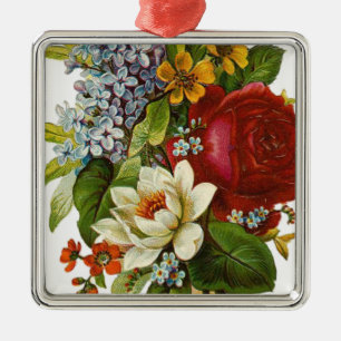 Mooie Romantische zomerkamp met Red Rose Metalen Ornament