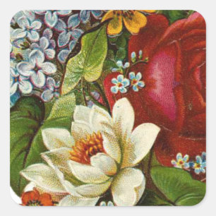Mooie Romantische zomerkamp met Red Rose Vierkante Sticker