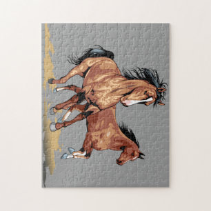 Mooie ronddraaiende paarden die Jigzaag Puzzle sch Legpuzzel
