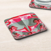 Mooie Rood as grijs geometrisch motief ART design Bier Onderzetter (Linkerzijde)