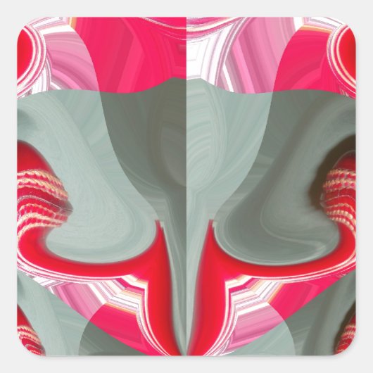 Mooie Rood as grijs geometrisch motief ART design Vierkante Sticker (Voorkant)