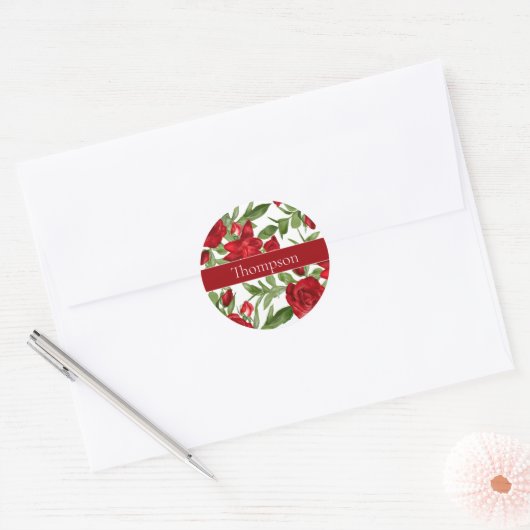 Mooie Rood en Wit Ronde Sticker (Envelop)