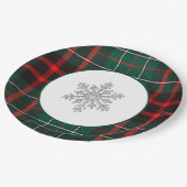 Mooie Rood & Groen Kerst Plaid Sneeuwvlok Papieren Bordje (Gekanteld)