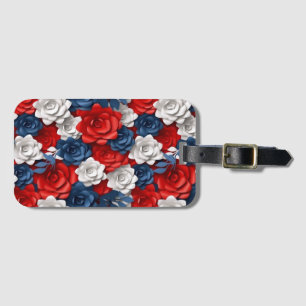 Mooie Rood Wit Blauw Bloementuin Bloemstuk USA  Bagagelabel