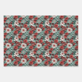 Mooie Rood Wit en Groen 3D Poinsettia Inpakpapier Vel (Voorkant 2)