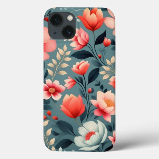 Mooie rood/witte bloemen lente bloemenpatroon Case-Mate iPhone case (Achterkant)