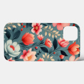 Mooie rood/witte bloemen lente bloemenpatroon Case-Mate iPhone case (Achterkant (horizontaal))