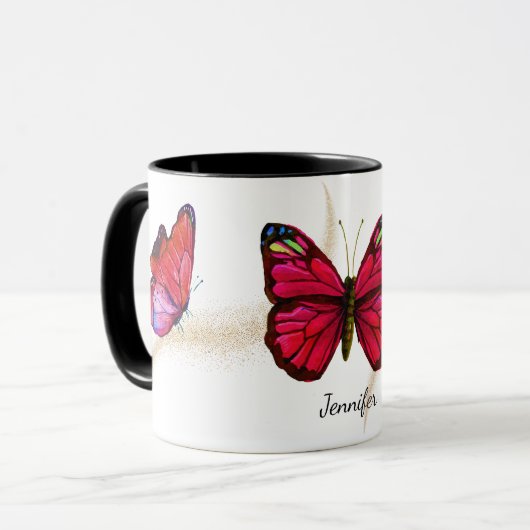 Mooie roodbruine goudvlinder mok (Voorkant links)