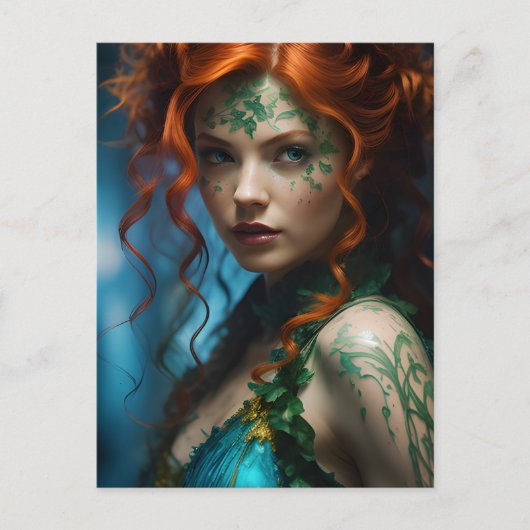 Mooie roodharige vrouw briefkaart (Voorkant)