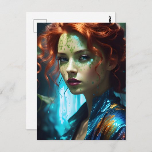 Mooie roodharige vrouw briefkaart (Voorkant / Achterkant)