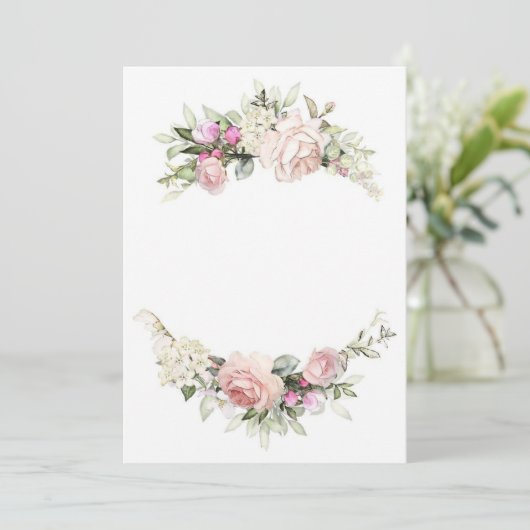 Mooie roos bruiloft uitnodiging template (Staand voorkant)