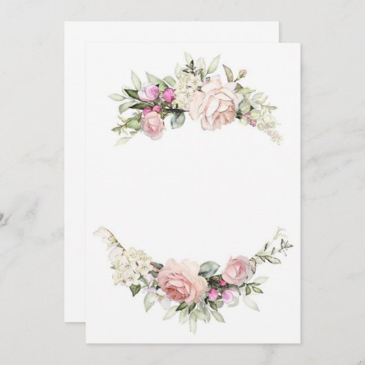 Mooie roos bruiloft uitnodiging template (Voorkant / Achterkant)