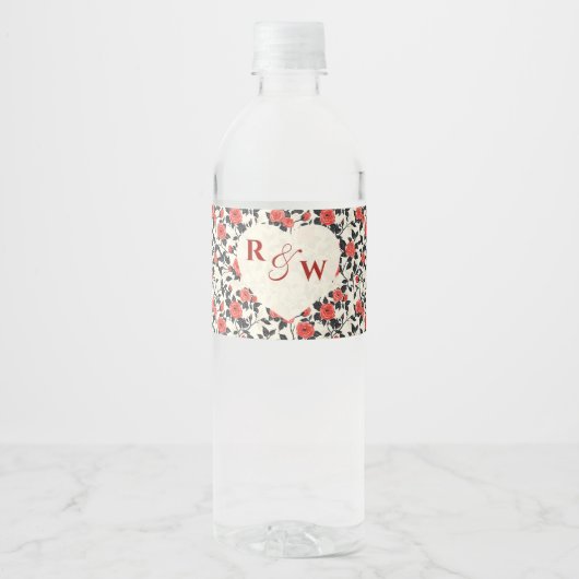 Mooie Roos Fancy Trouw Waterfles Label Waterfles Etiket (Voorkant)