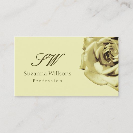 Mooie Roos Plain Pastel Beige Initialen QR Code Visitekaartje (Voorkant)