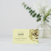 Mooie Roos Plain Pastel Beige Logo en QR-code Visitekaartje (Staand voorkant)