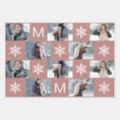 Mooie Roos Snowflakes Monogram Fotocollage Inpakpapier Vel (Voorkant 2)