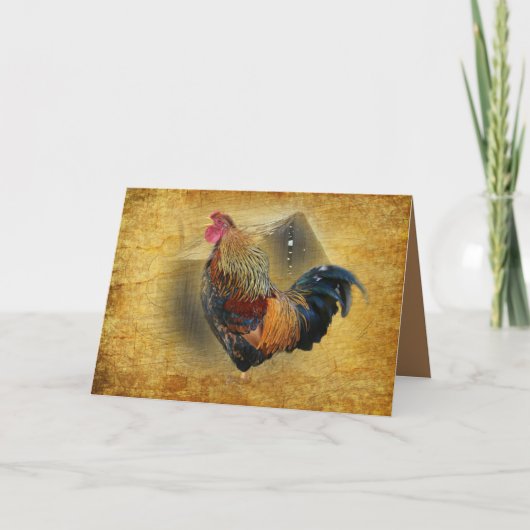 Mooie Rooster en Rustic Barn Chicken Coop Bedankkaart (Voorkant)