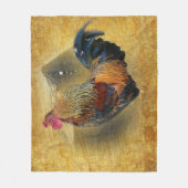 Mooie Rooster en Rustic Barn Chicken Coop Fleece Deken (Voorkant)
